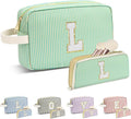 Travel Makeup Bag Christmas Gifts for Women Girl Teens, Personalized Initial Makeup Bag for Cute Teen Girls, Preppy Stuff Toiletry Bag Cosmetic Bag, Teen Girls Gift Trendy Stuff, Letter L