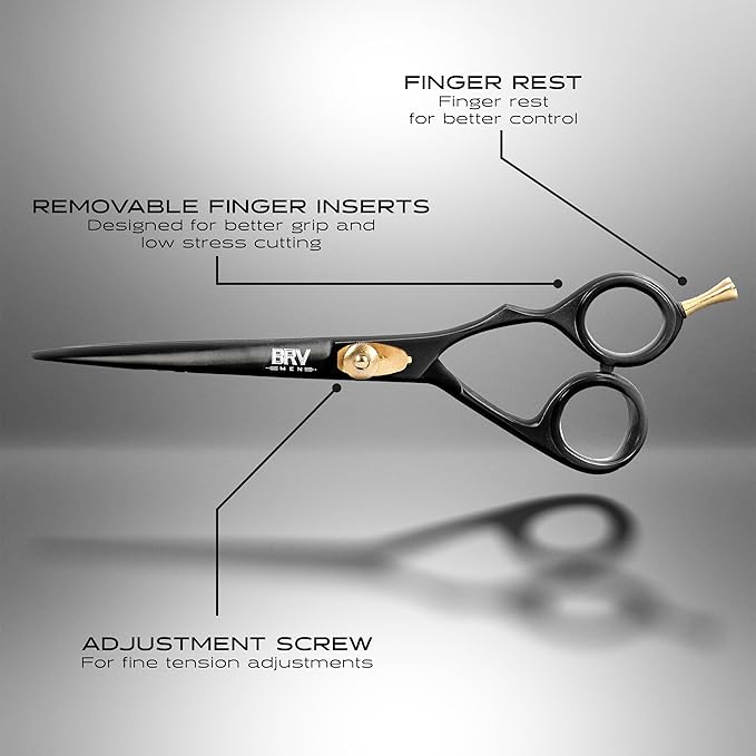 Razor Sharp Hair Scissors - 6.5" - Hammer Forged & Hand Sharpened - 100% Stainless Steel - RIGHT HANDED (Black)