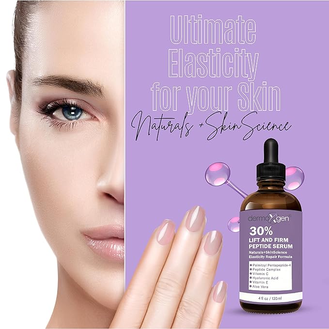 Lift & Firm 30% Peptide Serum for Face – Anti-Aging Serum with Vitamin C, E, Matrixyl 3000, Aloe Vera & Hyaluronic Acid – Multi-Peptide Formula to Lift, Firm & Rejuvenate Skin (4 fl oz)