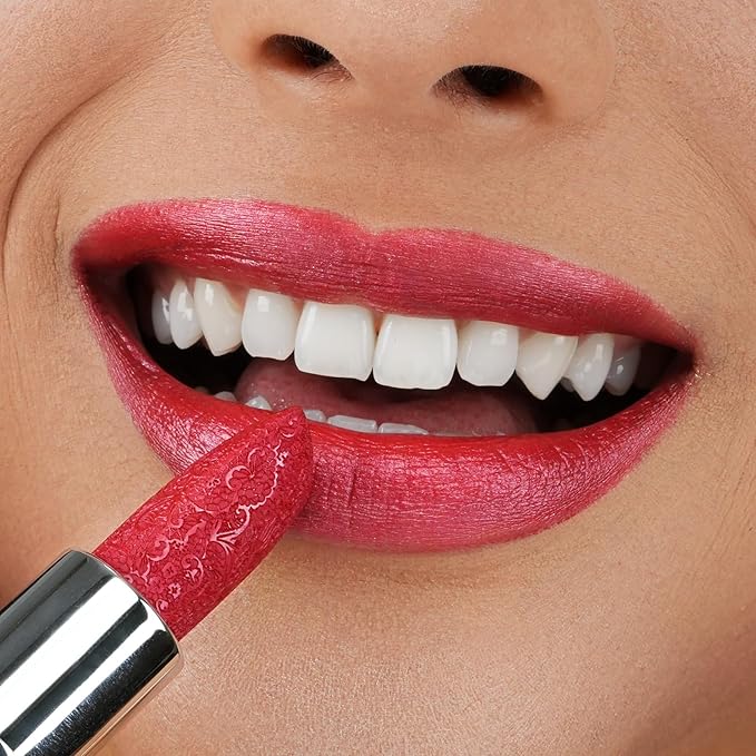 Anglicolor Glitter Red Lipstick,High Impact Lipcolor,Lightweight Hydrating Formula Smooth and Non-Sticky,Metallic Peach Lipstick For Women,Full-Coverage Lip Color (12 CHERRY BOMB, 4g)