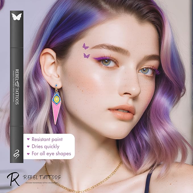 2-in-1 Eyeliner Stamp, Pigmented Intense Black Formula, Smudge-Budge Proof, Sweatproof, 24 Hour Stay Eyeliner Stamp (purple butterfy)