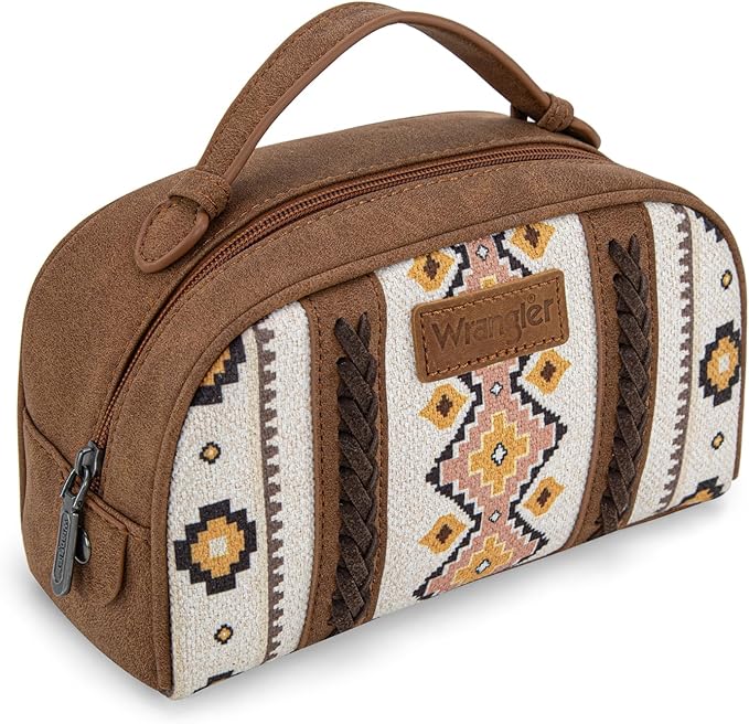 Montana West Wrangler Makeup Bags for Women Portable Aztec Toiletry Bag Southwestern Travel Cosmetic Organizer for Gift