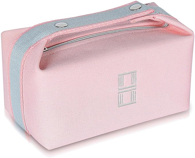 Fashion Makeup Bag for Women, Orange Red Canvas Make up Travel Bag, Hanging Cosmetic Bag Organizer for Wome