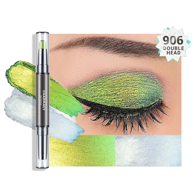 CHARMACY Multichrome 2 in 1 Cream Eyeshadow Stick, Waterproof Eye Brightener Highlighter Stick Makeup, High Pigmented, Smudge-Proof, Vegan & Cruelty-Free (#906)