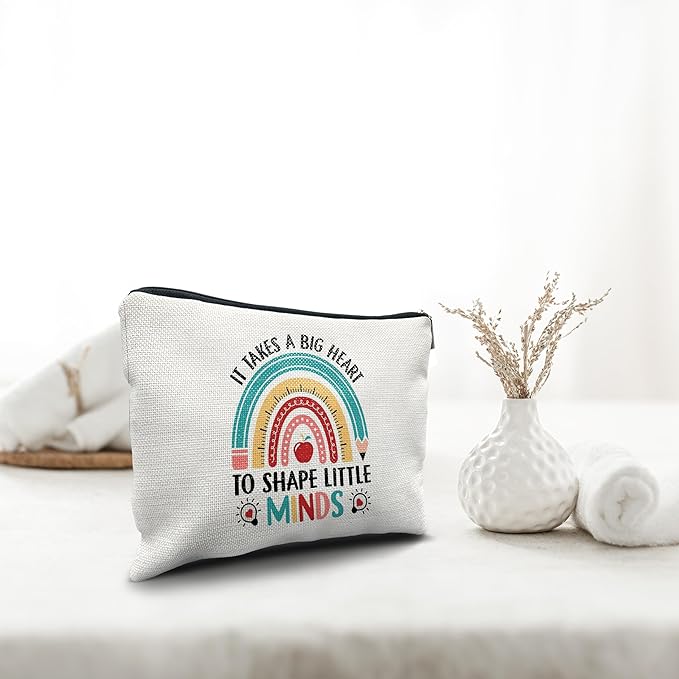 Nogrit Teacher Tote, Makeup Cosmetic Bag - 'It Takes a Big Heart' - Gifts for Teachers