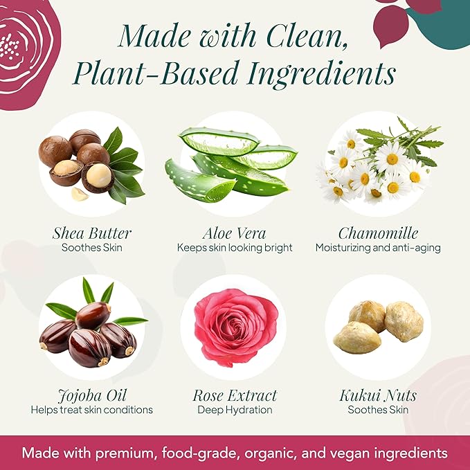 Saavy Naturals Body Wash Bulgarian Rose Plant-Based Ingredients| Made In USA | Sensitive Skin Body Washl Organic Formula With Coconut Oil, Shea Butter, And Aloe Vera - 8.5 Fl Oz, 2 Pack