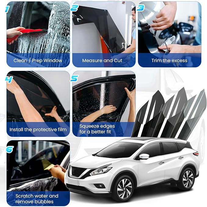Car Window Tint 5% VLT - 20" in x 10' Ft Nano Carbon Window Tint Privacy Film for Car, Heat & UV Blocking, Glare Reduction and Scratch Resistant Automotive Tinting Roll