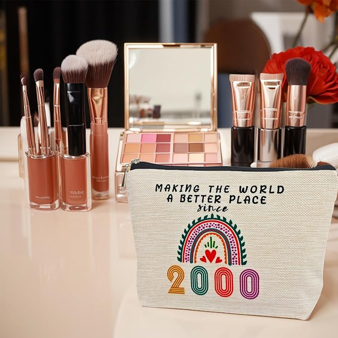 25th Birthday Gifts for Girls Makeup Bags, 2000 Happy 25th Birthday Decorations for Teen Girls, 25 Year Old Girl Birthday Gifts for Daughter, Sister, Granddaughter, Cosmetic Travel Pouch, Christmas