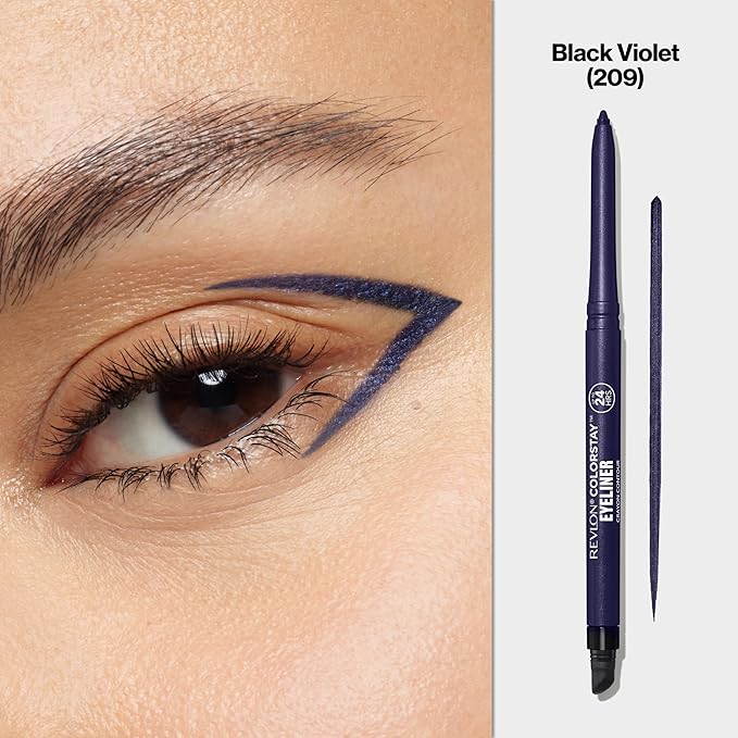 REVLON ColorStay Pencil Waterproof Eyeliner, Smudge-Proof, Eye Makeup with Built-In Sharpener, Stocking Stuffer for Women, 209 Black Violet, 0.01 oz