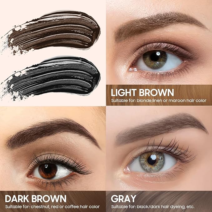 Brow Tattoo Peel Off Tint - Eyebrow Gel Tint with Eyebrow Stencils Long-Lasting Makeup, Brow Gel Eyebrow Tattoos Waterproof, Eye Brow Pencils Create Full Voluminous Brows for Women (Gray Brown)