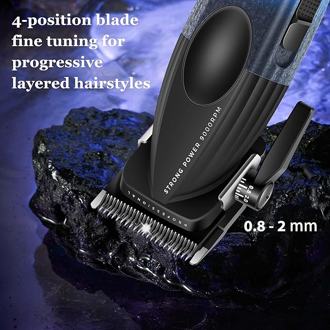 KEMEI 1670 Professional Hair Clippers for Men, Cordless Barber Clipper with LED Display, 9000 RPM Clippers for Hair Cutting with Charging Base