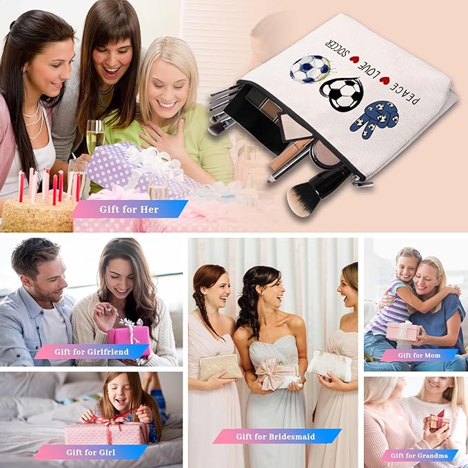 Soccer Cosmetic Bag for Women - Coach & Team Gifts for Soccer Lovers & Fans