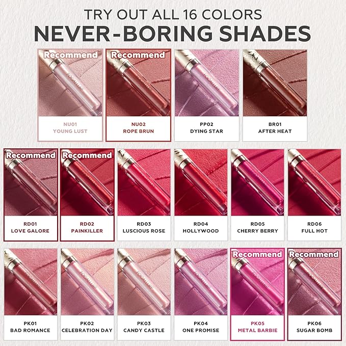 FOCALLURE Metallic Liquid Lipstick,Non Stick Cup Lip Gloss,High Impact Lip Color with Transfer-proof Wear,Long Lasting & Waterproof Lipstick Makeup for Women,Bad Romance