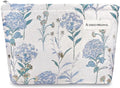 STARDW Aesthetic Floral Makeup Bag Cute Small Cosmetic Bags for Women Girls, Travel Toiletry Bag Large Capacity Zipper Makeup Pouch, Purse Organizer Pouches (Dandelion Blue)