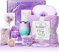 Birthday Gifts for Women Self Care Gifts Get Well Soon Gifts, Lavender Relaxing Spa Gifts Basket Care Package w/ Luxury Flannel Blanket, Unique Christmas Gifts Idea for Mom Her Friend Sister Wife