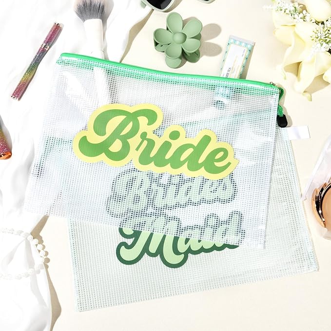 SOIDRAM 6PCS Bridesmaid Makeup Bag Clear Zippered Bag Bridesmaid Proposal Gifts Cosmetic Pouch for Wedding Party Favors Bachelorette Party Decorations Toiletry Organizer Bag Cosmetic Case Gift
