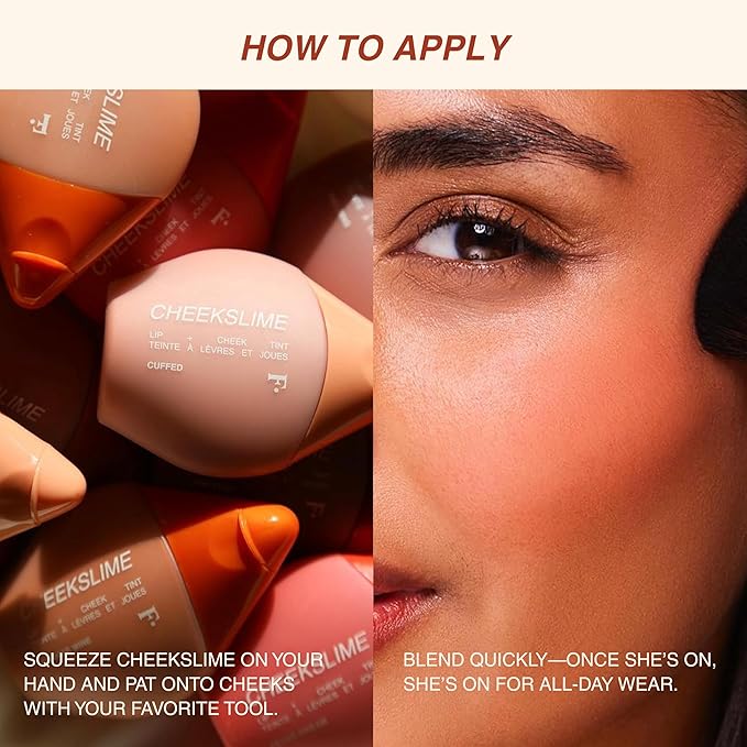 Freck Beauty CHEEKSLIME Lip & Cheek Tint - Liquid Cream Blush, High Impact Pigments, Blends Seamlessly, Dries Down to Natural Flush for All Skin Tones | FIELDING (Soft Rust)