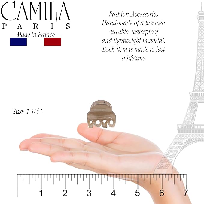 Camila Paris CP3086 French Hair Clip for Women, Set of 2 Small Beige Girls Hair Claw Clips Fashion Durable Hair Accessories for Women, Luxury Ladies Strong Hold No Slip Grip Clamp, Made in France