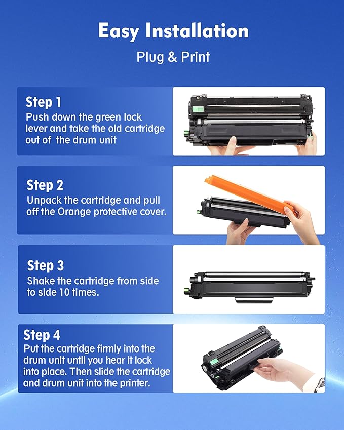 TN227 High Yield Toner Cartridge 4 Pack -Replacement for Brother TN227BK/C/M/Y High Yeild TN223 to use with HL-L3270CDW HL-L3230CDW HL-L3210CW HL-L3290CDW MFC-L3710CDW(4 Pack)