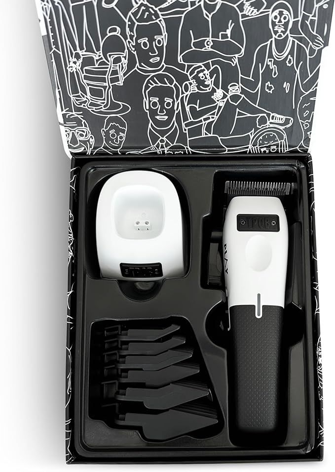 TPOB Play Barber Hair Clippers for Men 7500 RPM with Rubber Grips (White)
