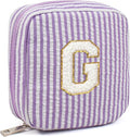 Birthday Gifts for Women - Personalized Cute Purple Initial Cosmetic Makeup Pouch Make Up Toiletry Bag for Her Mom Teacher Friend Girlfriend Wife Teacher's Day Gifts 21st Birthday Giftss