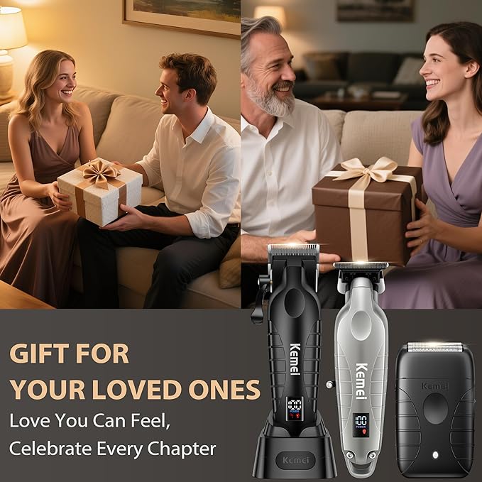 KEMEI Hair Clippers for Men Professional, Barber Clippers and Trimmers Set, Foil Shaver for Men,Cordless Hair Clippers and Barber Kit, Hair Cutting Kit, KM-2293Silver, KM-PG2290D, KM-T95