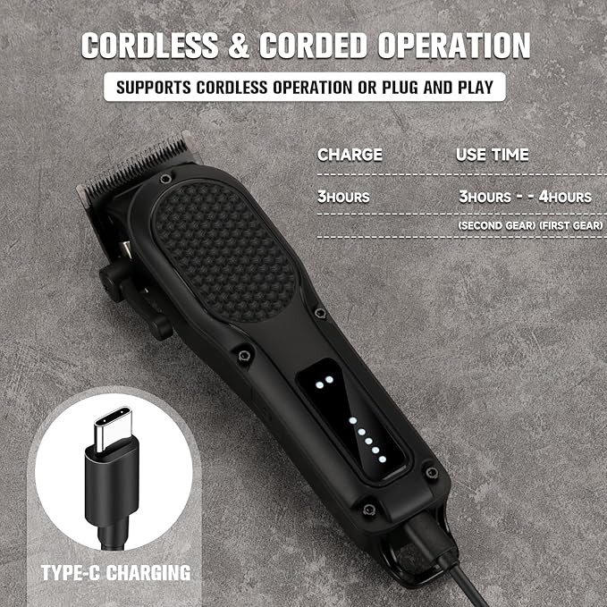 Men's Hair Clippers for Professional Hair Trimmer Cordless Rechargeable Powerful Beard Trimmer Hair Cutting Grooming Tool