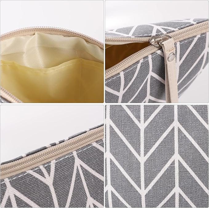 4 Pcs Canvas Cosmetic Bag, Multi-function Travel Makeup Bag Cosmetic Pouch with Zipper Travel Toiletry Bag Small Makeup Pouch Christmas Gifts Stocking Stuffers for Women