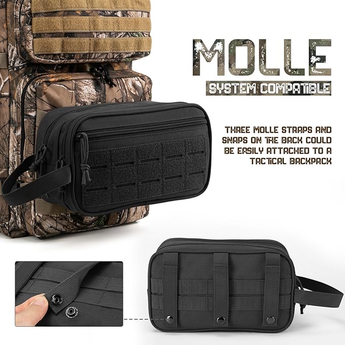 QT&QY Tactical Toiletry Bag For Men Hygiene Bag EDC Military Tool Molle Pouches Small Dopp Kit Mens Shaving Kit Travel shower Bags