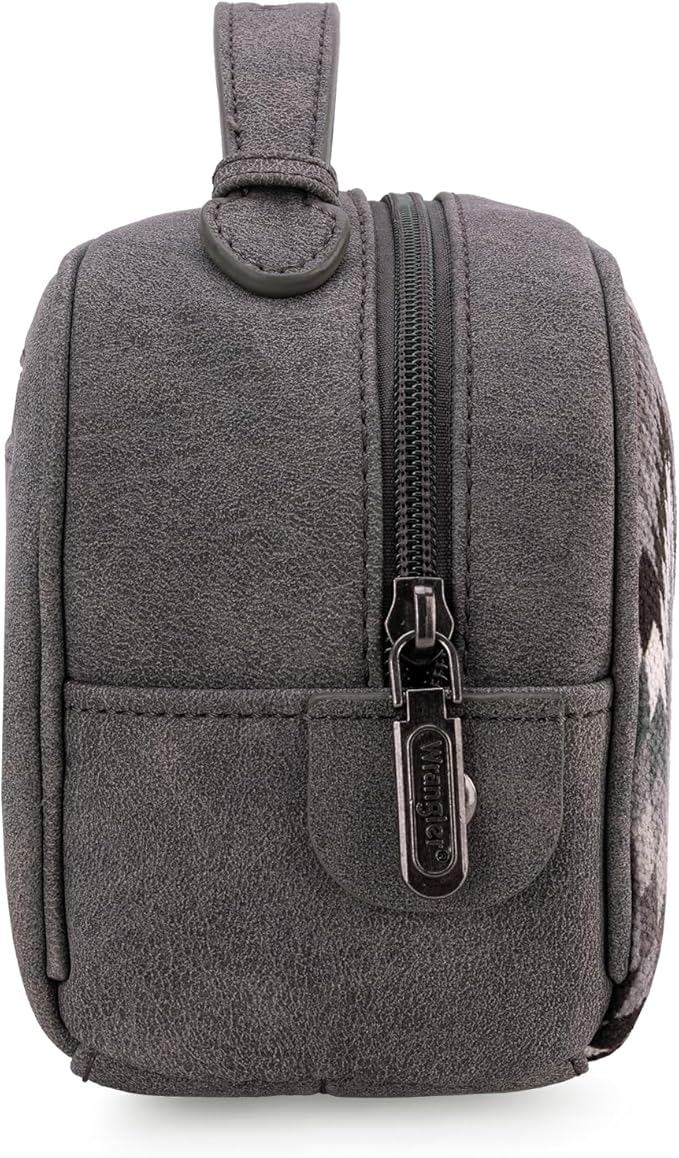 Montana West Wrangler Makeup Bag for Women Small Cosmetic Toiletry Bags Western Make Up Pouch Durable Cute Travel Purse, Grey