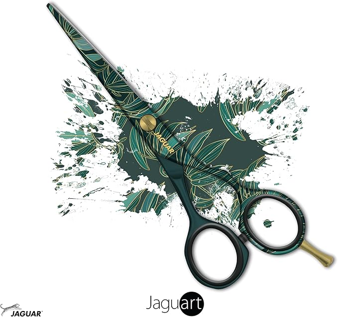 Jaguar Exotic Island Jungle Green Hairdressing Scissors, Right Handed Offset Handle, 5.5 Inch