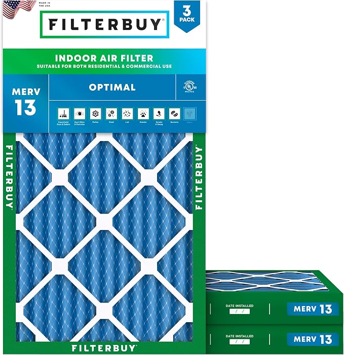 Filterbuy 12x24x2 Air Filter MERV 13 Optimal Smoke & Allergy Defense, by Filterbuy