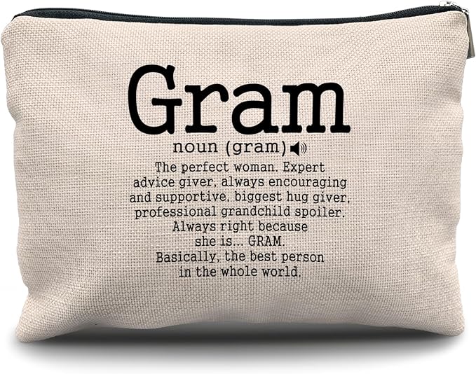 Nogrit Gram Gifts, Grandma Makeup Bag, Gram Gifts for Grandma Gifts from Grandchildren, Grandma Christmas Birthday Mother's Day Gifts, Grandma Small Cosmetic Makeup Bag for Purse