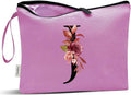 Vavabox A-Z Personalized Makeup Bag, Birthday Gifts for Women Mom, Gifts for Best Friend, Bride Bridesmaid Cosmetic bag (J, Purple)