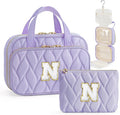 YOOLIFE Hanging Toiletry Bag for Women - Initial Large Capacity Personalized Bag for Traveling Women Travel Essentials Gifts Purple - N