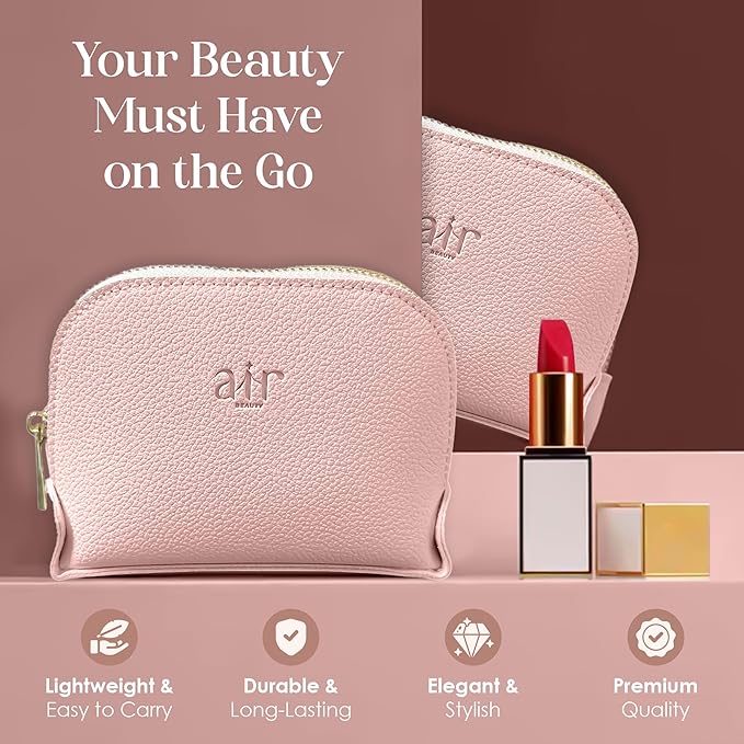 Small Makeup Bag For Purse - Elegant & Compact Cosmetic Pouch For On-The-Go Beauty - Travel Essentials (Gray) - (Pink)