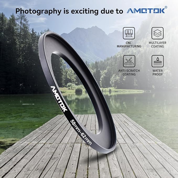 58mm to 62mm Camera Filters Ring Compatible All 58mm Camera Lenses to 62mm UV - Image 2