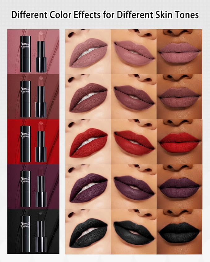 Brown Nude Lipstick Long Lasting for Women, Hydrating Matte Velvet Lip Gloss Nude Liquid Lipstick Intense Lip Color Non Stick Smudge-Proof & Waterproof Lipgloss Bold Glow Goth Lip Stick Makeup-02