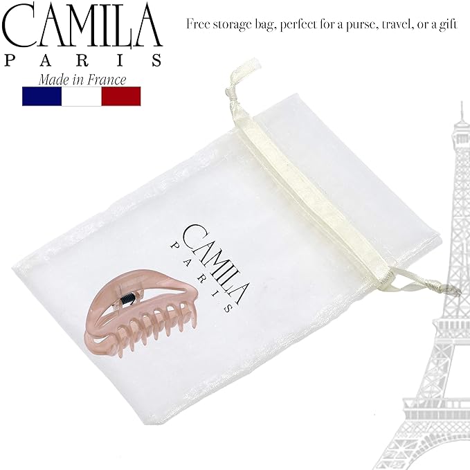 Camila Paris CP3078 French Hair Clip for Women, Beige, Girls Hair Claw Clip Jaw Fashion Durable and Styling Hair Accessories for Women, Luxury Ladies Strong Hold No Slip Grip Clamp, Made in France