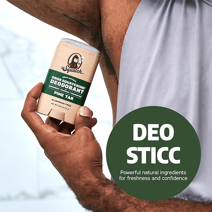 Dr. Squatch Manly Soap and Deodorant Variety Pack - Handmade with Organic Oils, Aluminum-Free - Wood Barrel Bourbon and Pine Tar - Natural Men's Care Bundle