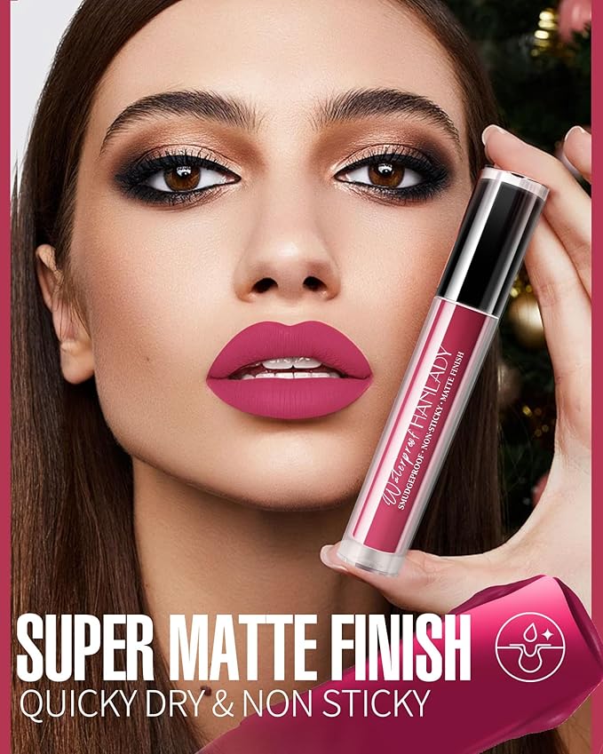 Black Lipstick Matte Liquid Lipstick Long Lasting for Women Smudgeproof Lipsticks Color Stay Dark Black Lipsticks Vegan Cruelty-Free Lip Gloss (911 Black Rose)