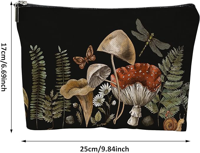 Makeup Bag Vintage Botanical Cosmetic Bag Mini Portable Travel Toiletry Bag Organizer Makeup Brushes Aesthetic Accessories Waterproof Storage Bag for Women