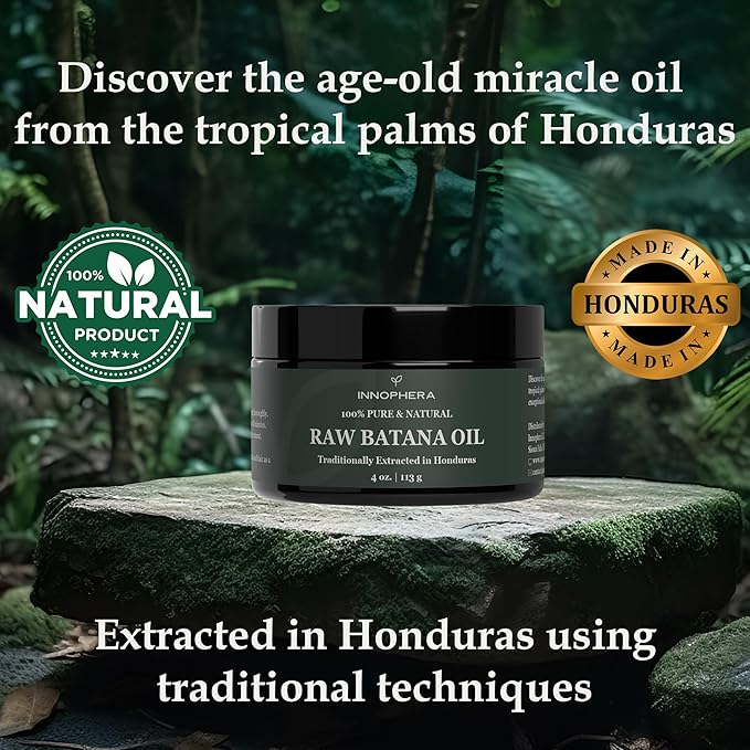 Raw Batana Oil for Hair Growth ‒ 100% Pure & Natural from Honduras ‒ Promotes Thicker & Softer Hair ‒ Nourishes & Rejuvenates ‒ 4 oz.