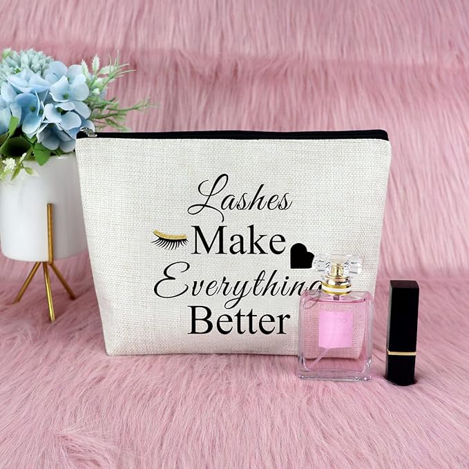 Sfodiary Lashes Girl Gifts Lash Artist Gifts Eyelash Makeup Bag Beautician Present for Women Cosmetic Bag Birthday Christmas Thanksgiving Thank You for Makeup Artist Travel Cosmetic Pouch