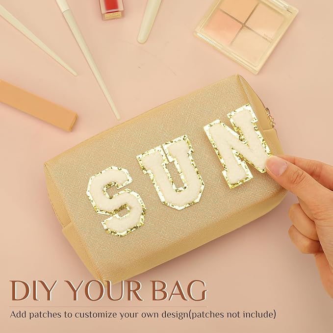 Sanwuta 9 Pcs Makeup Bags Bulk PU Double Zippers Cosmetic Bag Makeup Toiletry Christmas Small Pouch Portable Travel Organizers Case for Women Bridesmaid Party End of The Year(Pearl Color)