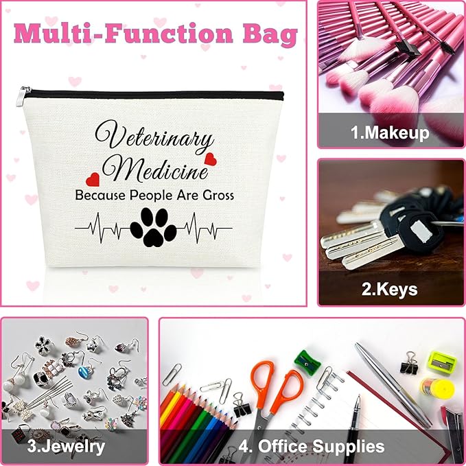 Mxrymvu Thank You Gift for Veterinarian Vet Tech Gift Cosmetic Bag for Doctor Veterinary Technician Friend Sarcastic Gag Makeup Bag for Veterinary Medicine Graduation