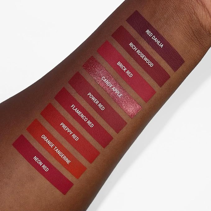 Aromi Dark Red Metallic Liquid Lipstick | Ruby Maroon Lip Color with Shimmery Finish, Vegan, Cruelty-free, Smudge Proof, Long-Lasting, Handmade (Candy Apple)