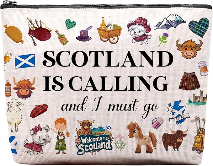 Scottish Gifts Makeup Bag, Edinburgh Gift - Scotland Travel Essentials Souvenirs for Women