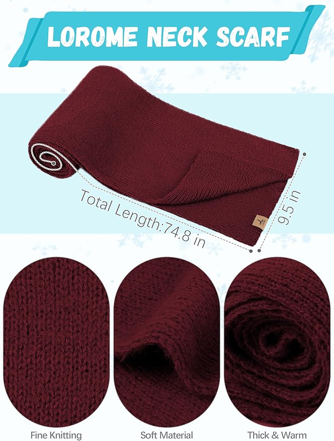 Winter Beanie Hat Scarf Gloves, Warm Fleece Knit Hat Long Scarf Neck Warmer Touch Screen Winter Gloves Set Gifts for Women