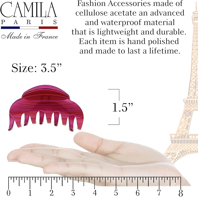Camila Paris CP3218 French Hair Clip for Women for Thick Hair for Long Curly Wavy Hair, Large, Girls Hair Claw Clips Jaw Styling Hair Accessories for Women, Strong Hold No Slip Grip, Made in France